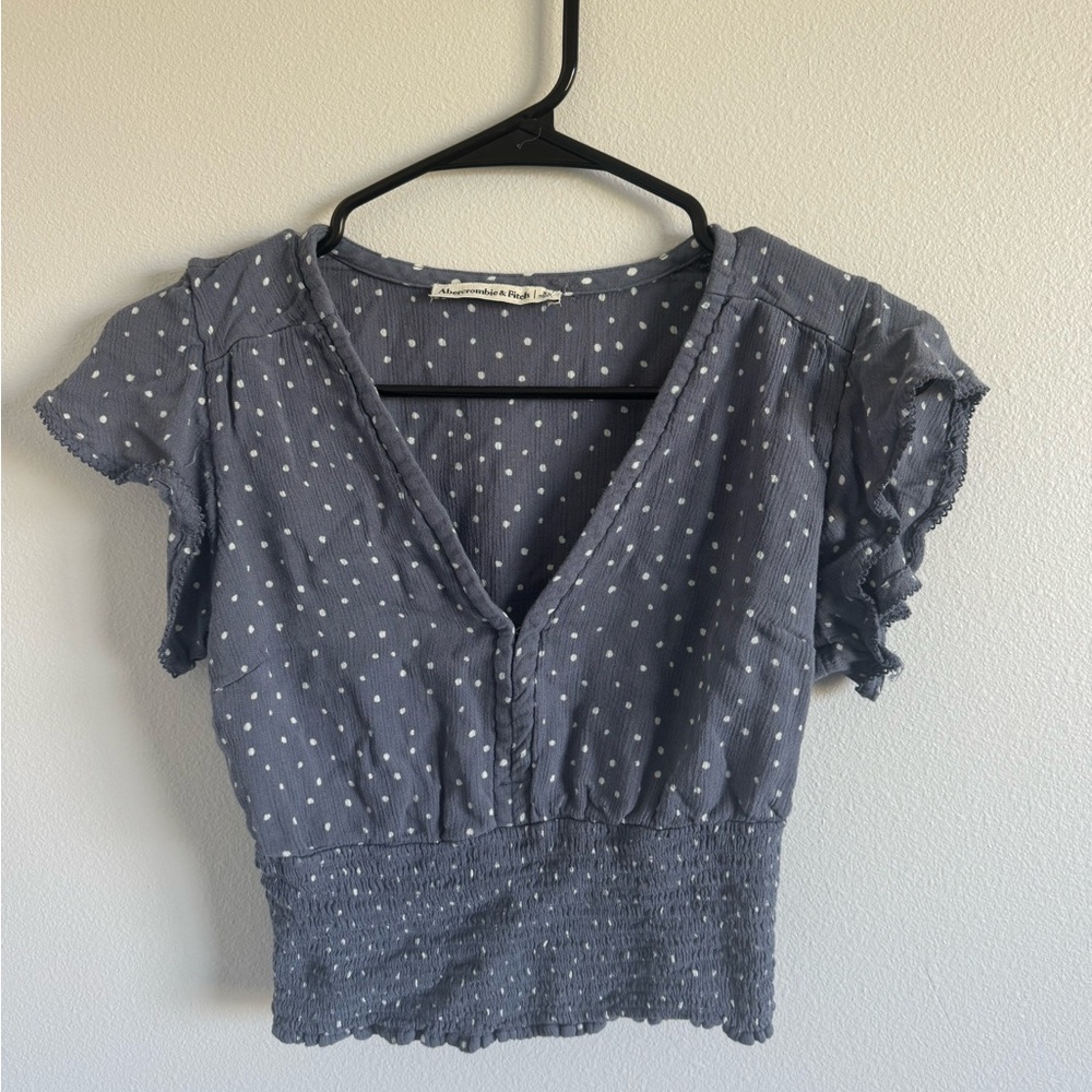 Abercrombie & Fitch Navy Blue Polka Dot Crop Top Sz XS